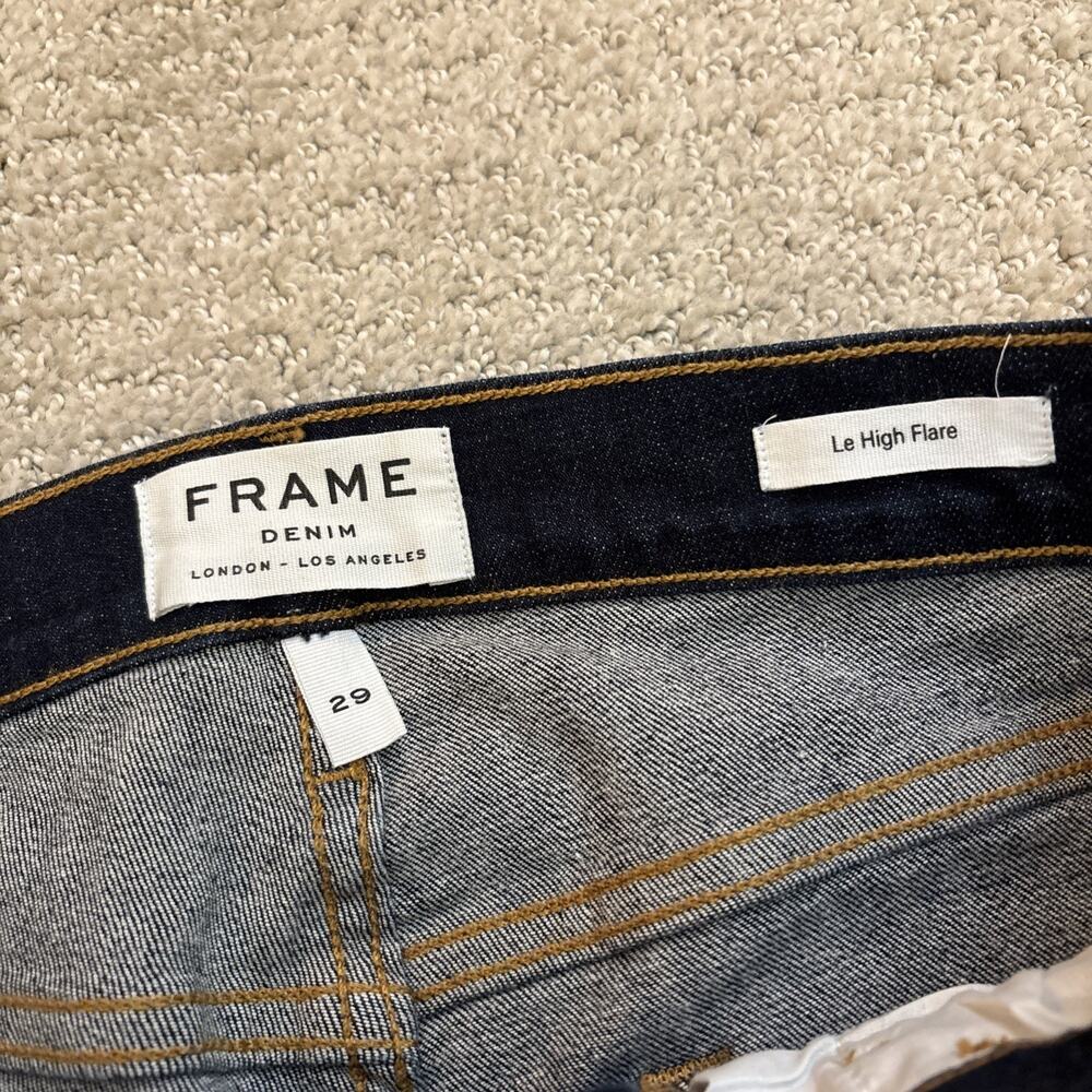Frame Le High Flare High-rise Flared Jeans Women’s Size 29/30 Blue Dark Wash - Picture 2 of 9